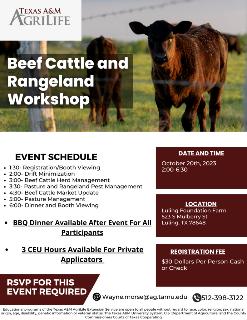 Beef Cattle Rangeland Management Workshop Flyer- Luling